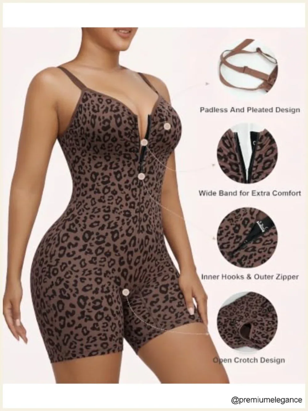 Seamless Zip-Up Shapewear Bodysuit Tummy Control Faja
